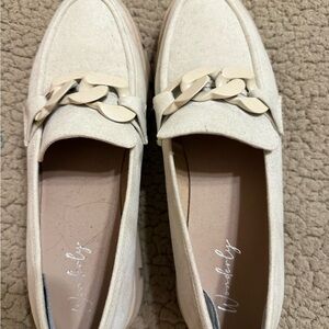 Wonderly Cream Flats with Gold Chain Detail